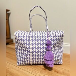 Boutique Handwoven Purple/white Duffle